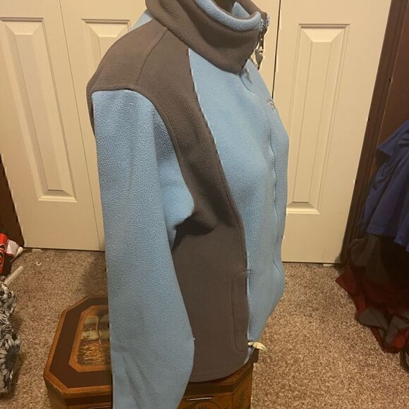 North Face Womens Medium Light Blue/ Gray Fleece Full ZIP Jacket - Picture 3 of 5